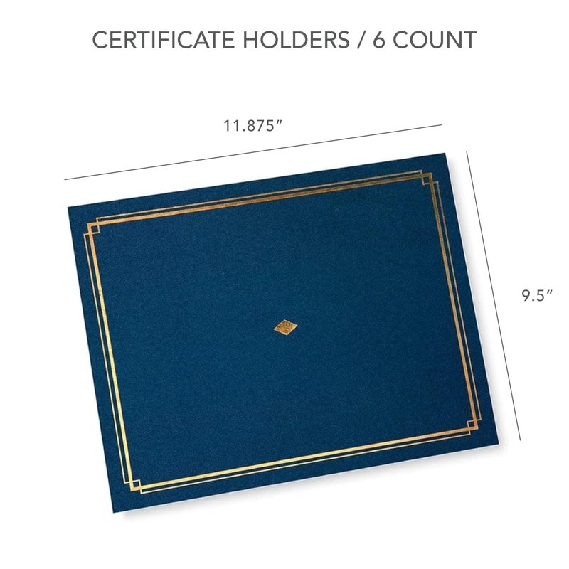 Gartner Studios Certificate Kit, Includes 6 8.5" x 11" Blue with Gold Detail Certificate Holders - Image 5